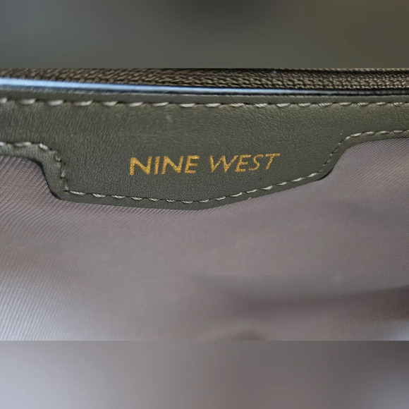 NINE WEST Calla Print Hobo Vegan Leather Bag In Sage olive green - Picture 12 of 14